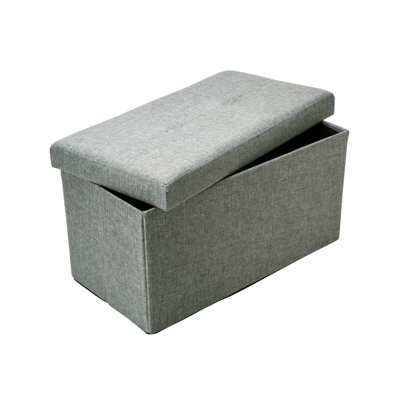 Simplify 30" Faux Linen Double Folding Storage Ottoman